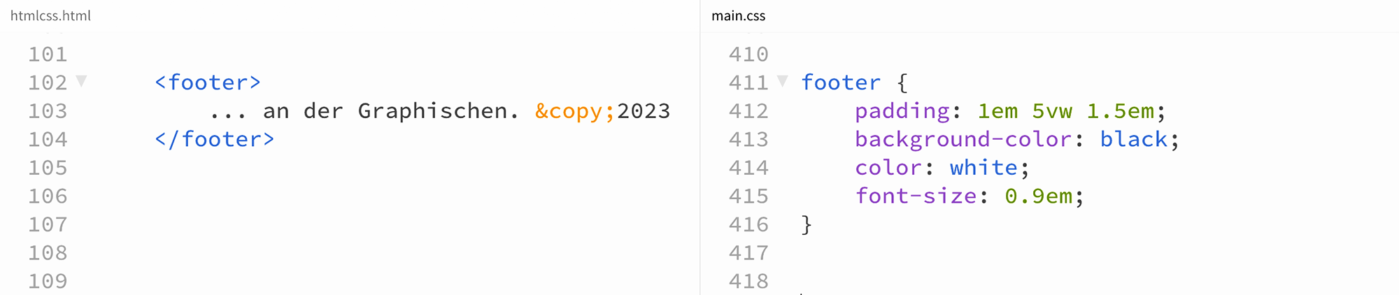 Beispiel HTML- und CSS-Code für den FOOTER einer Webseite